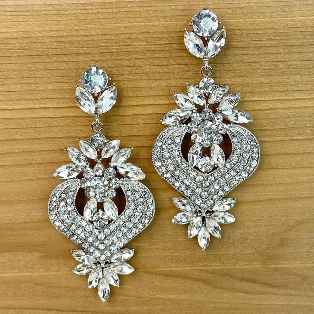 BACK IN STOCK Stunning 3.5" Crystal Chandelier Earrings - Picture 3 of 9